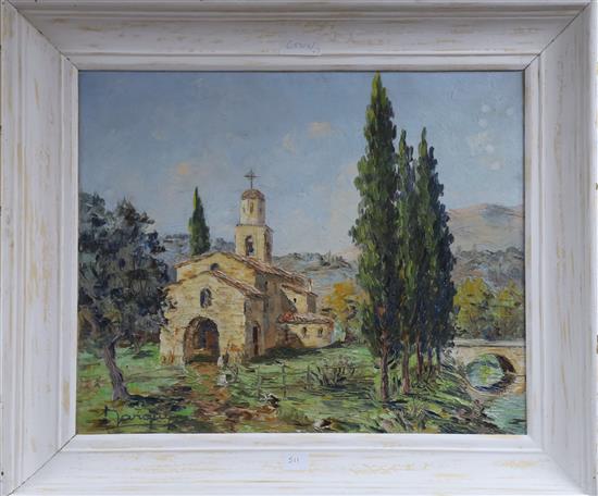 Marquy, oil on canvas, Chapelle St Jean, Provence, signed 44 x 54cm